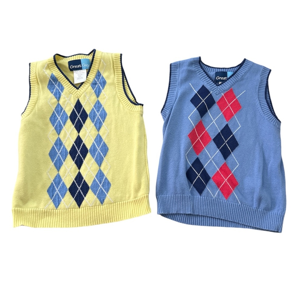 Great Guy Argyle Sweater Vest Blue & Yellow Size 4T